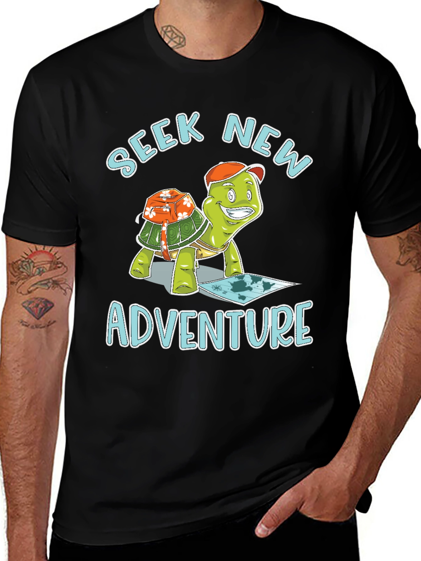 Variant 23 of Seek New Adventure Turtle T-Shirt