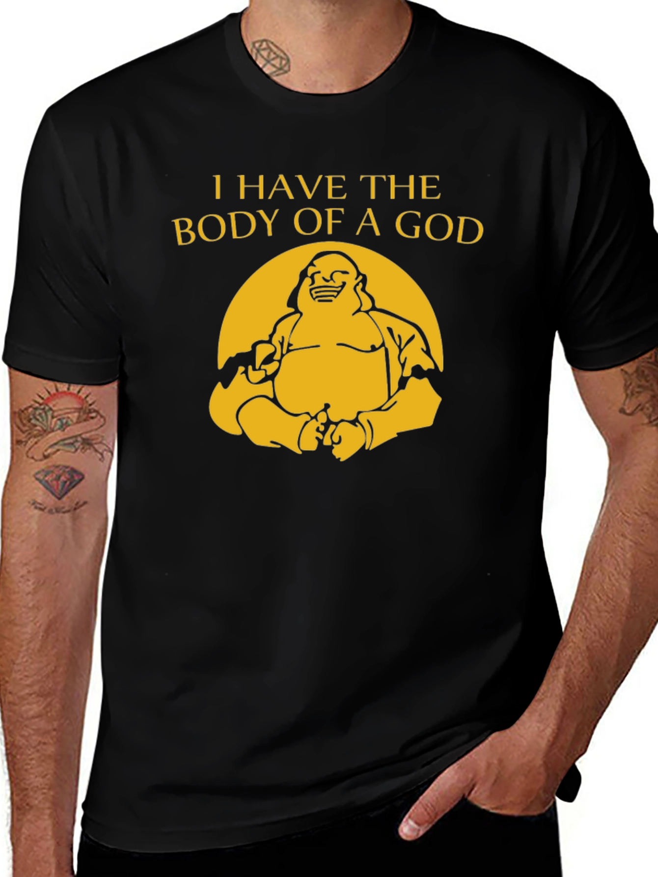 Variant 13 of Funny Buddha Body of a God Graphic Tee