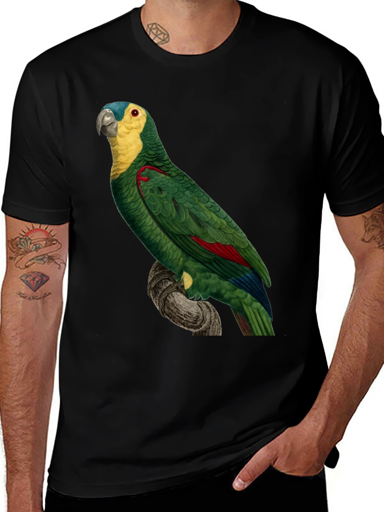 Variant 12 of Parrot Graphic T-Shirt - Men's Black Tee