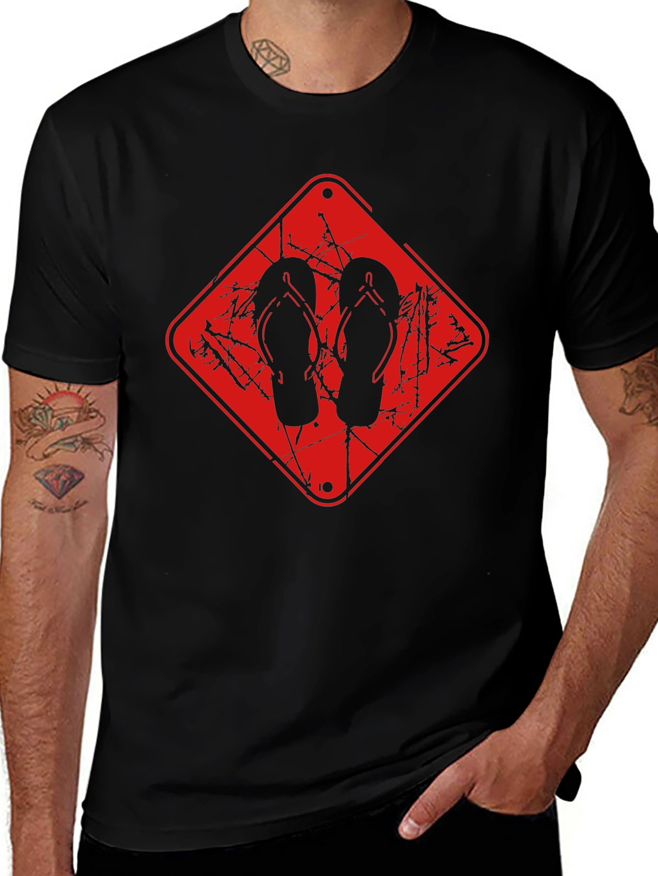 Variant 23 of Flip Flop Graphic Tee - Black Casual Comfort