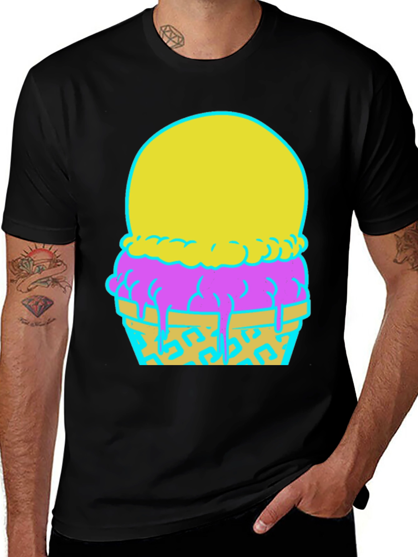 Variant 4 of Ice Cream Graphic Tee - Funky Neon Design