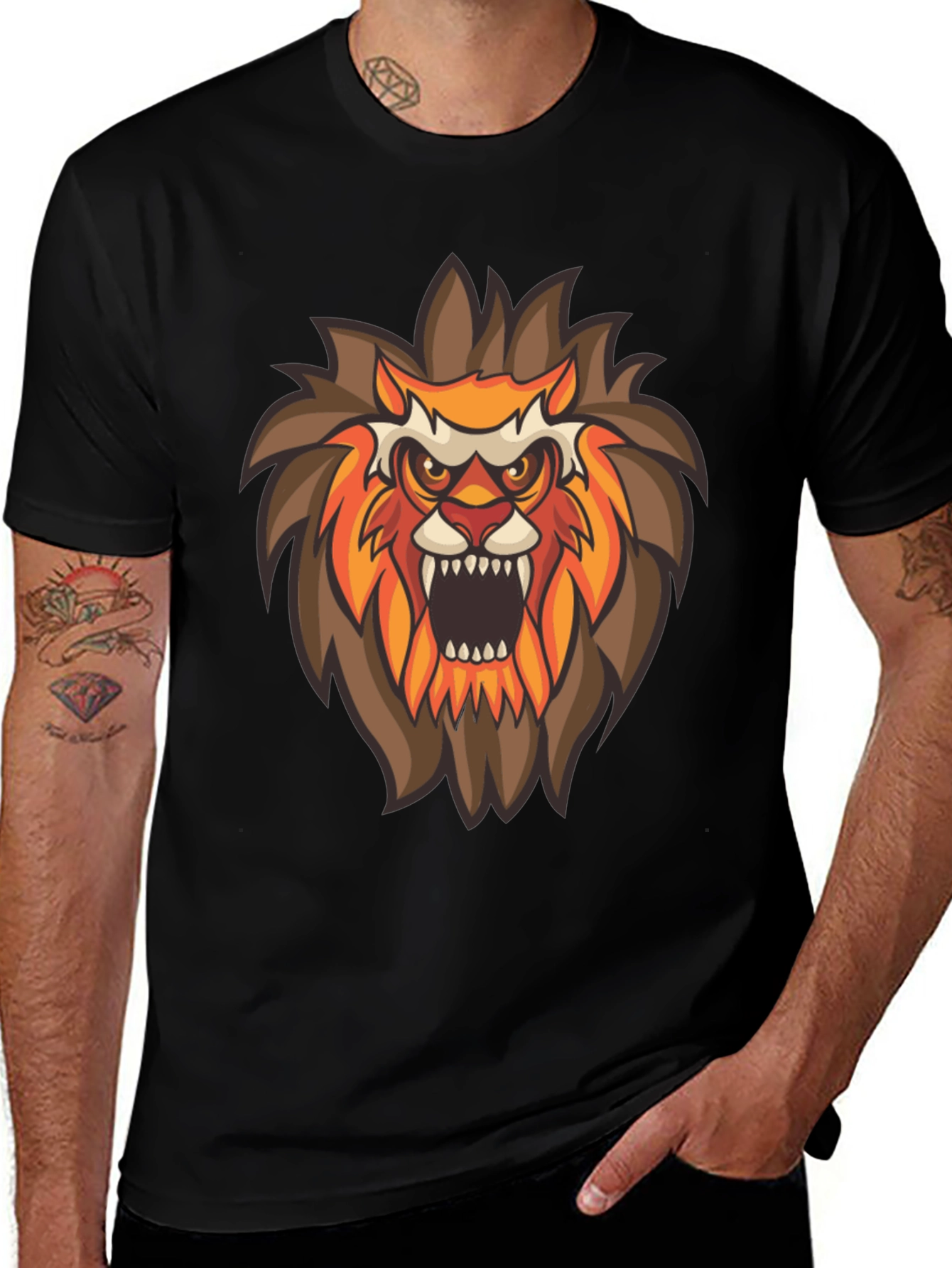 Variant 26 of Lion Graphic Black T-Shirt