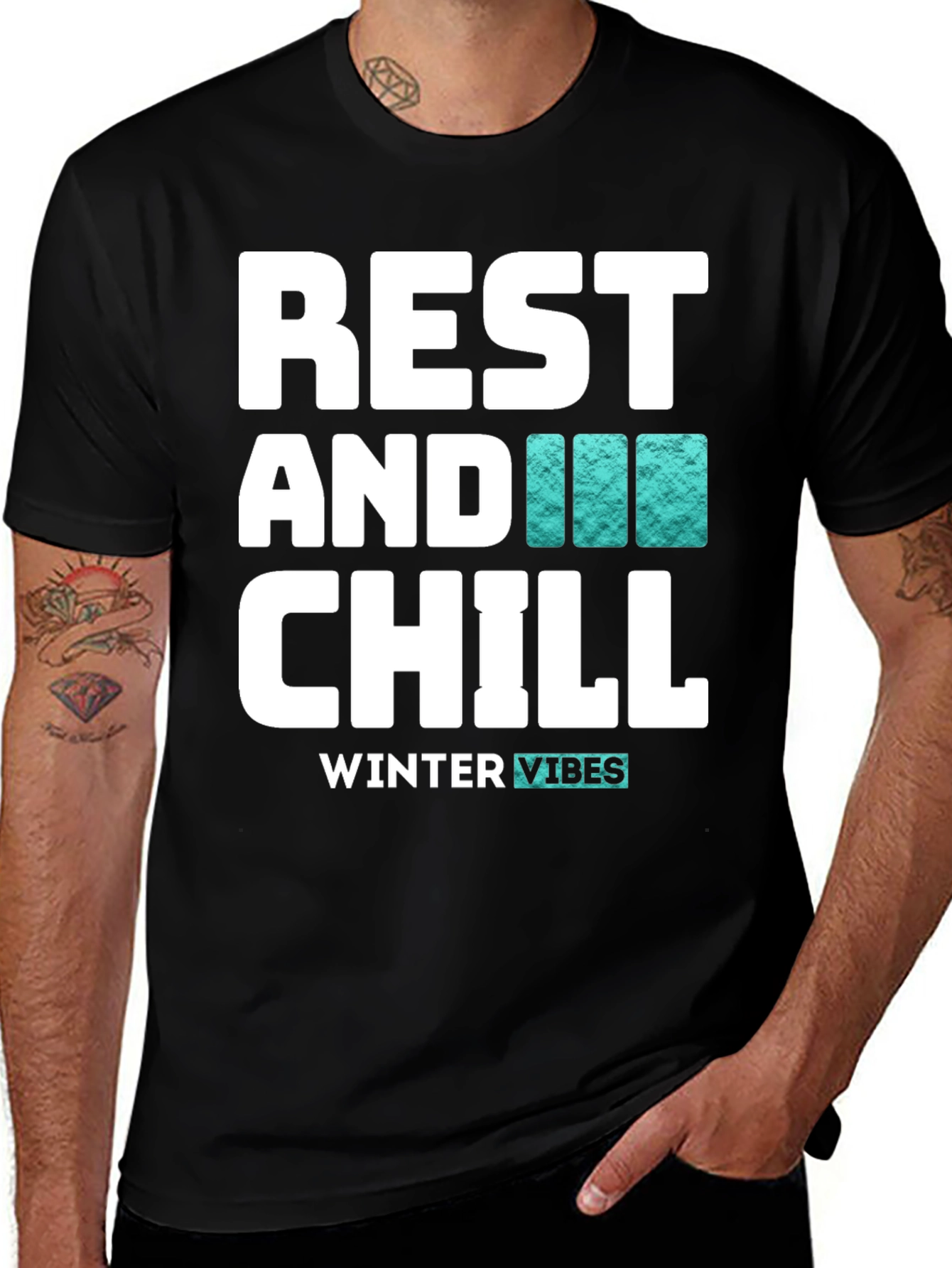 Variant 5 of Rest and Chill Winter Vibes Black T-Shirt