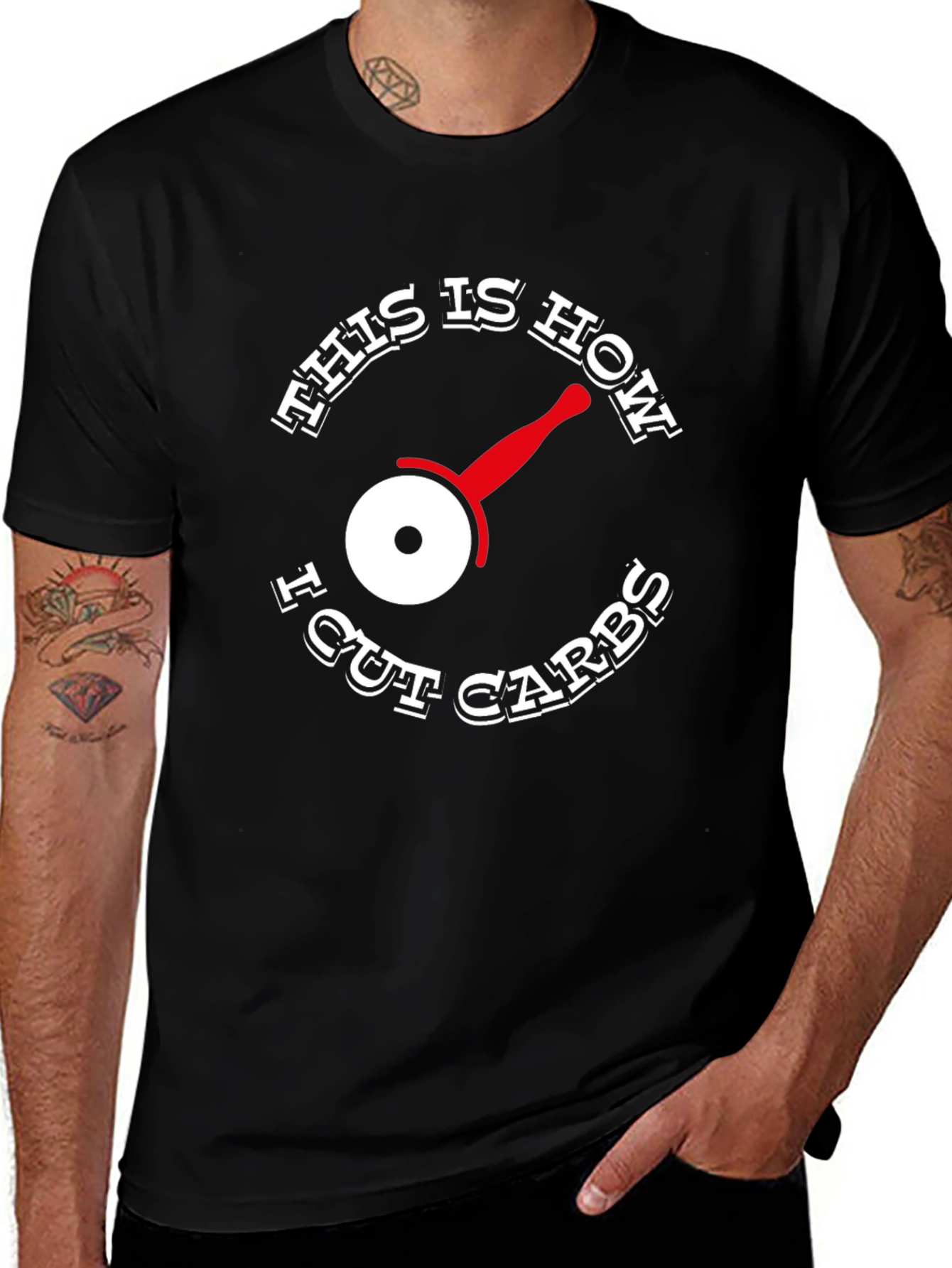 Variant 19 of Funny "This is How I Cut Carbs" Pizza Cutter T-Shirt