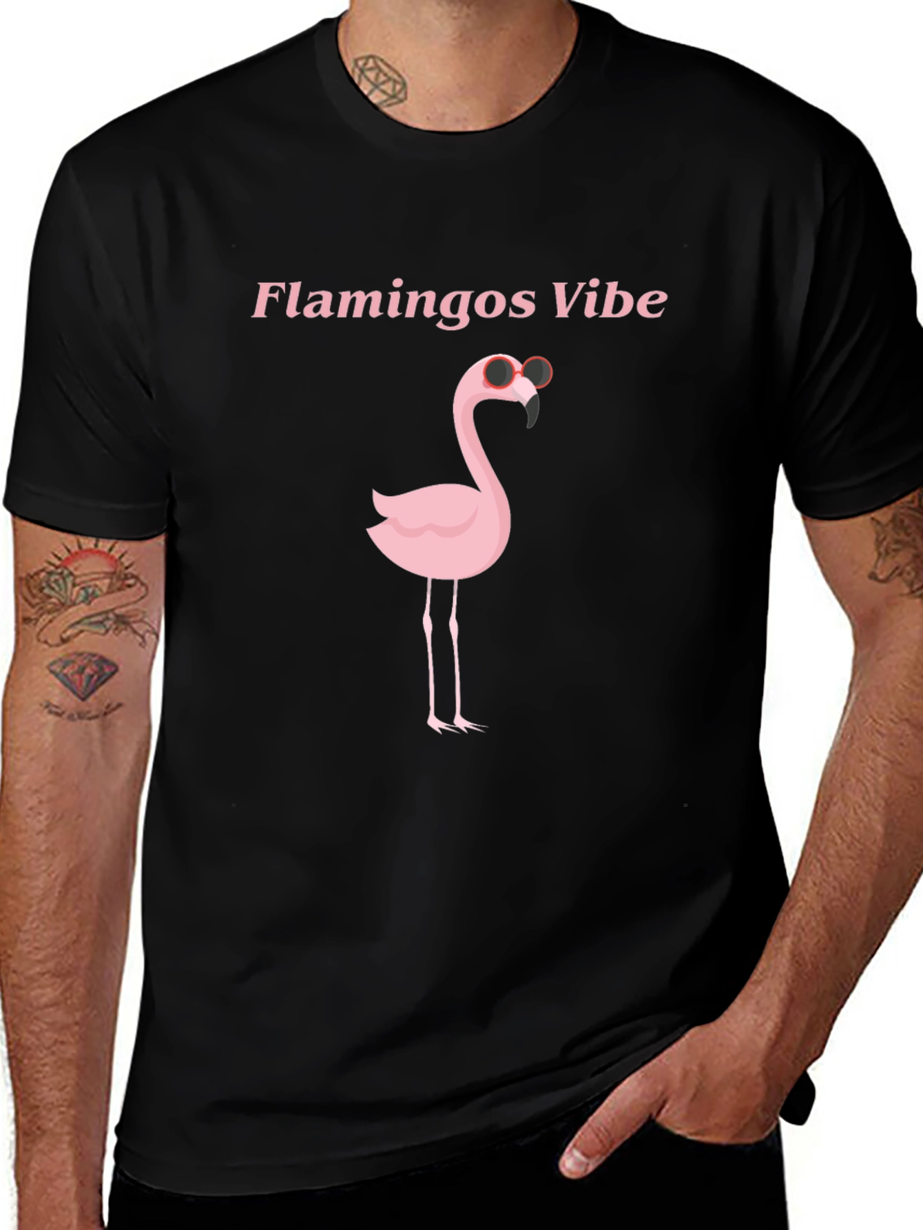 Variant 16 of Flamingo Vibes Black Graphic T-Shirt