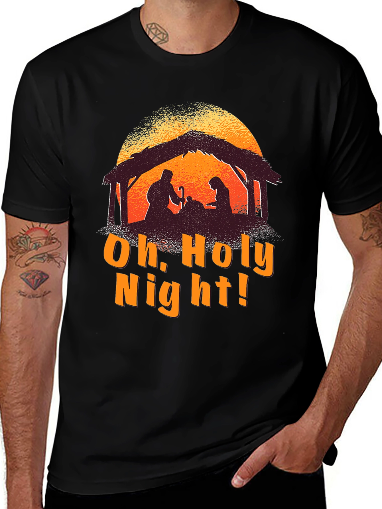 Oh Holy Night Christmas Nativity Graphic Tee