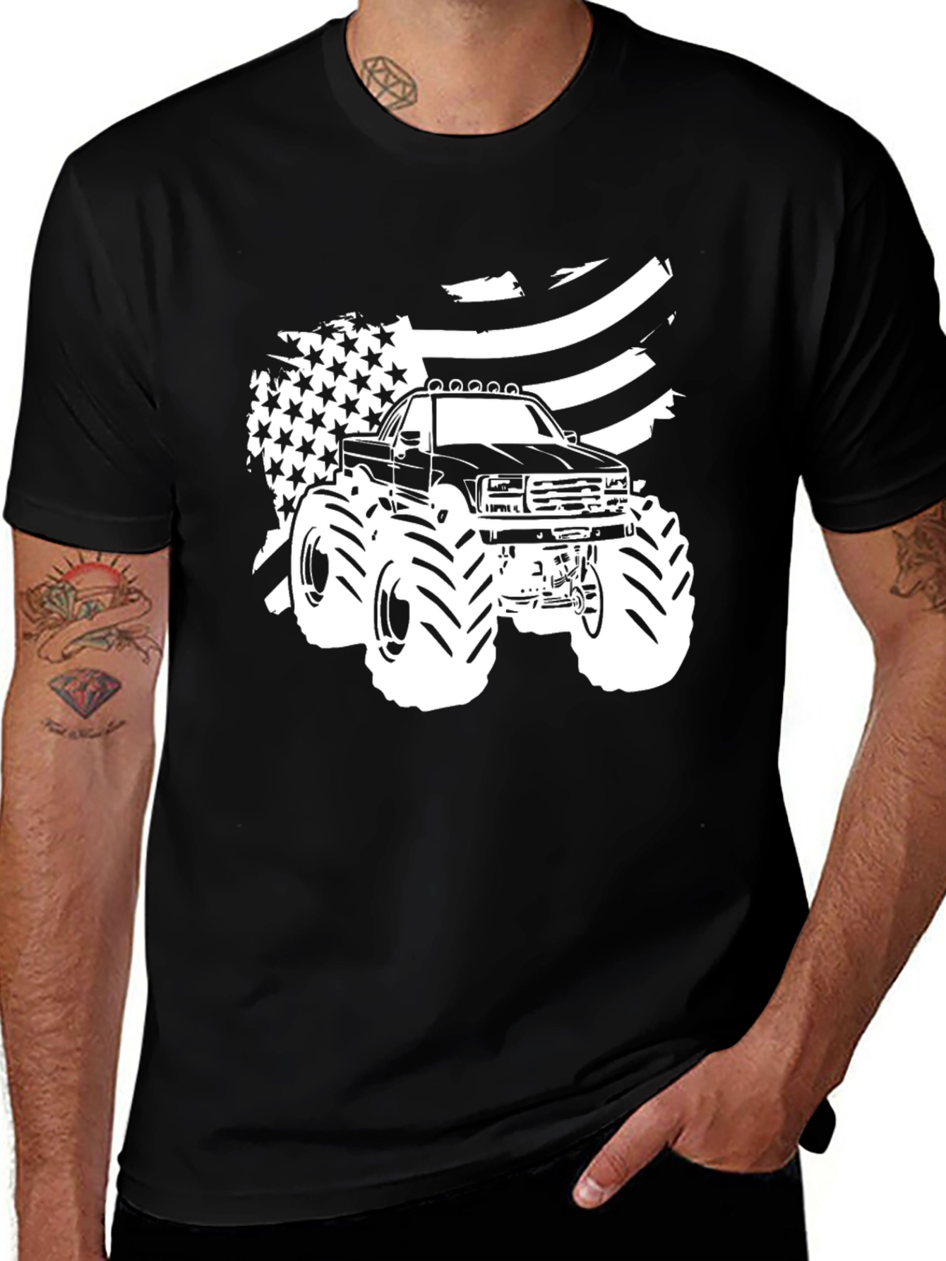 Variant 24 of Monster Truck American Flag Graphic Tee