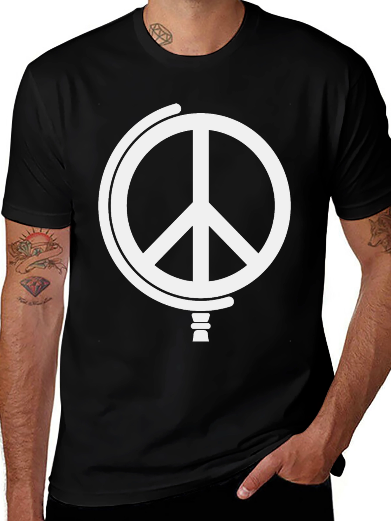 Variant 29 of Peace Globe Graphic T-Shirt - Black