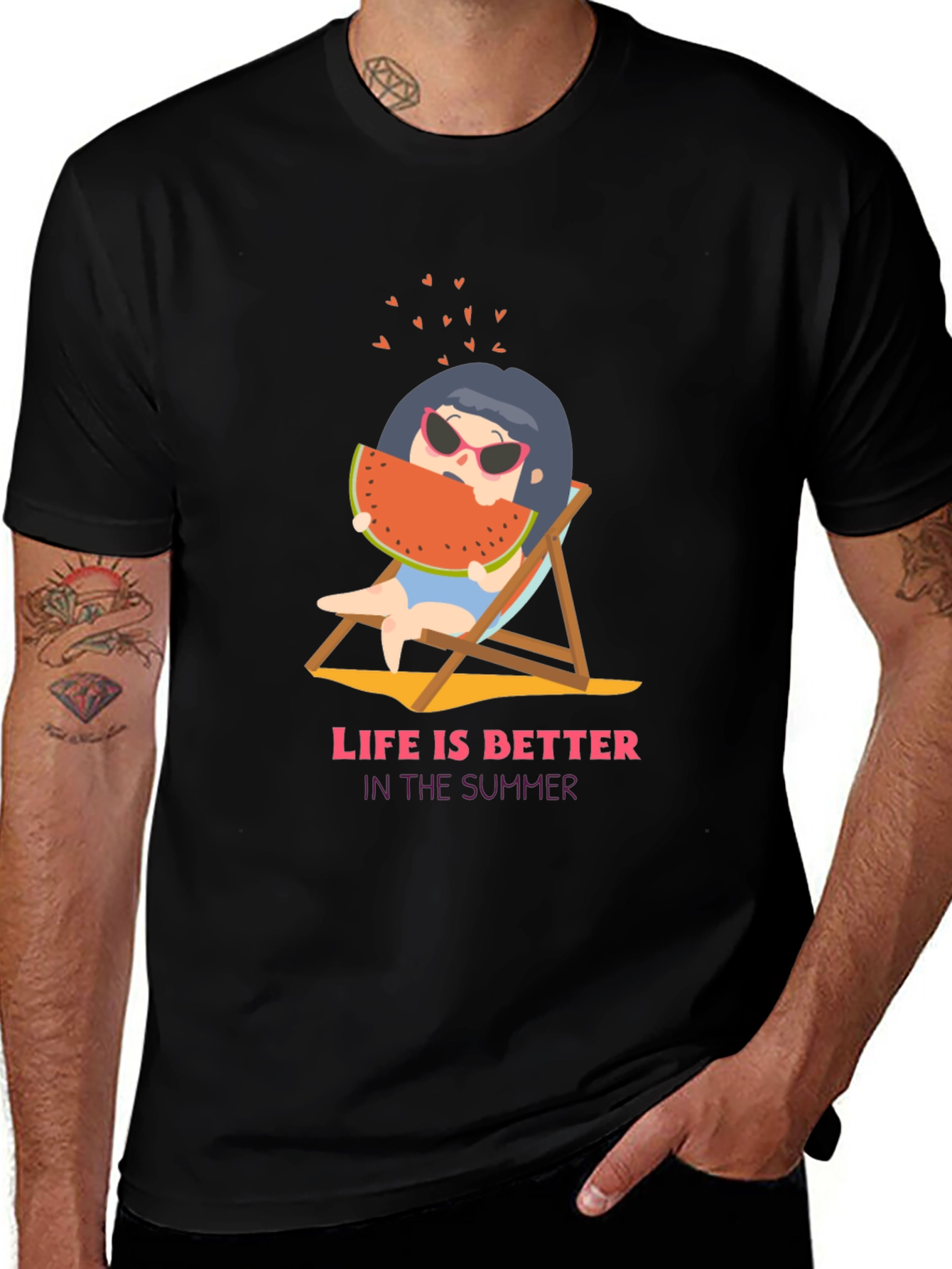 Variant 30 of Summer Life Graphic Tee - Cute Cartoon Watermelon