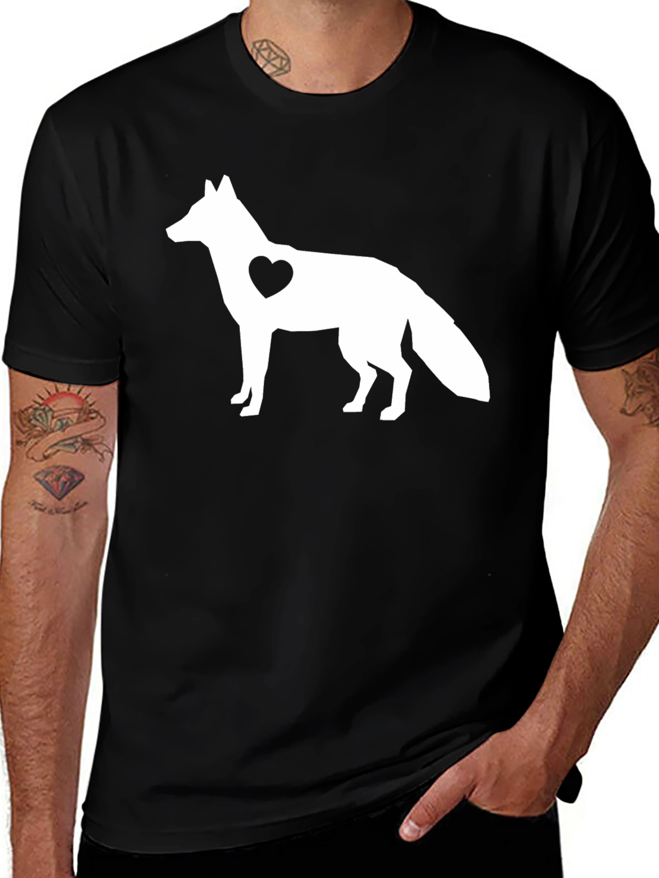 Variant 23 of Fox Heart Graphic Black T-Shirt