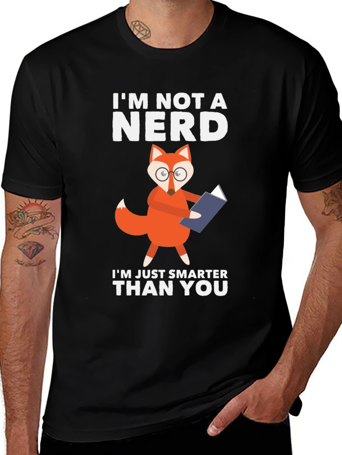 Variant 19 of Funny Fox Reader T-Shirt - Not a Nerd Smarter Than You