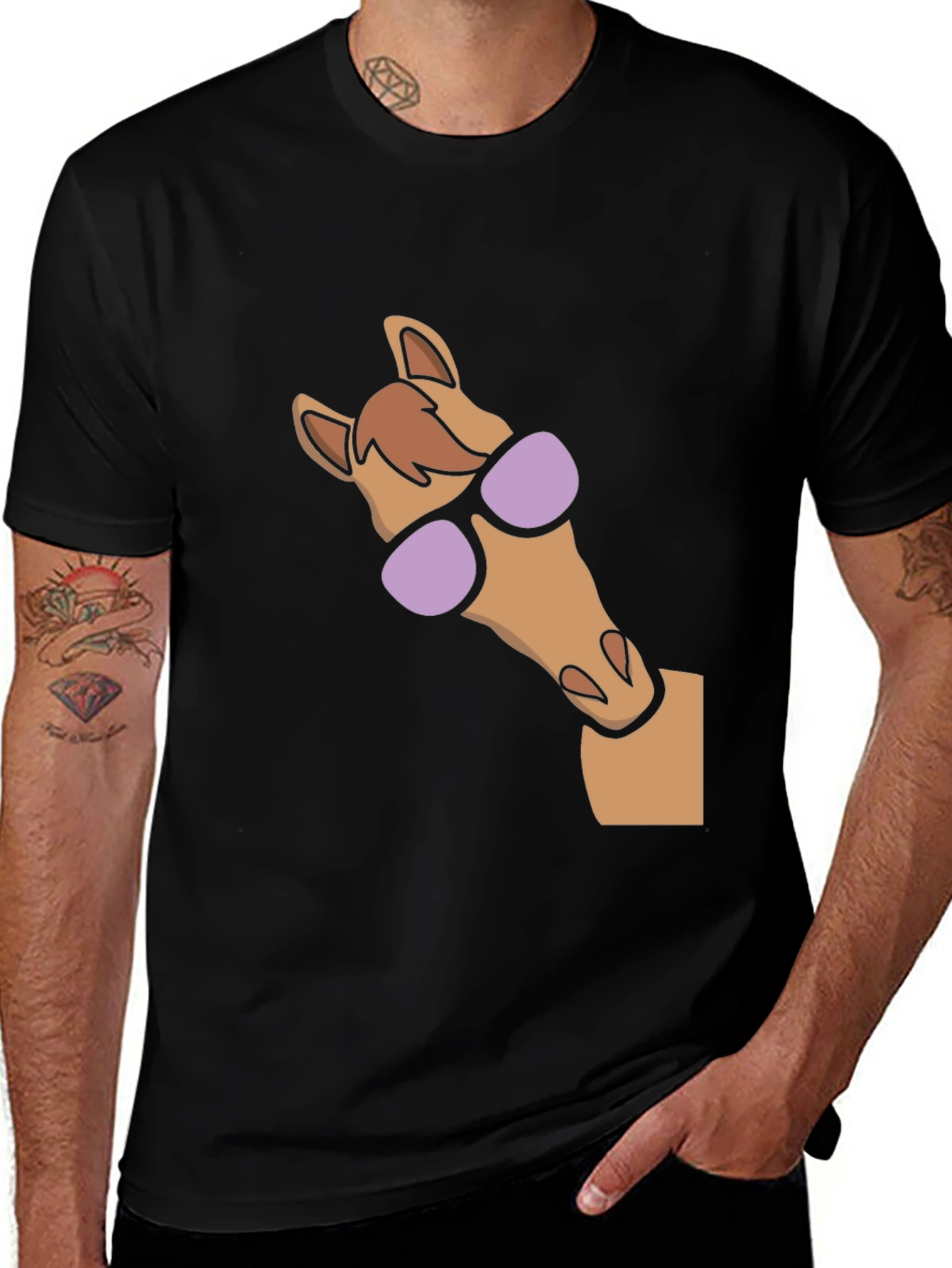 Variant 7 of Cool Horse Graphic Tee - Men's Black T-Shirt