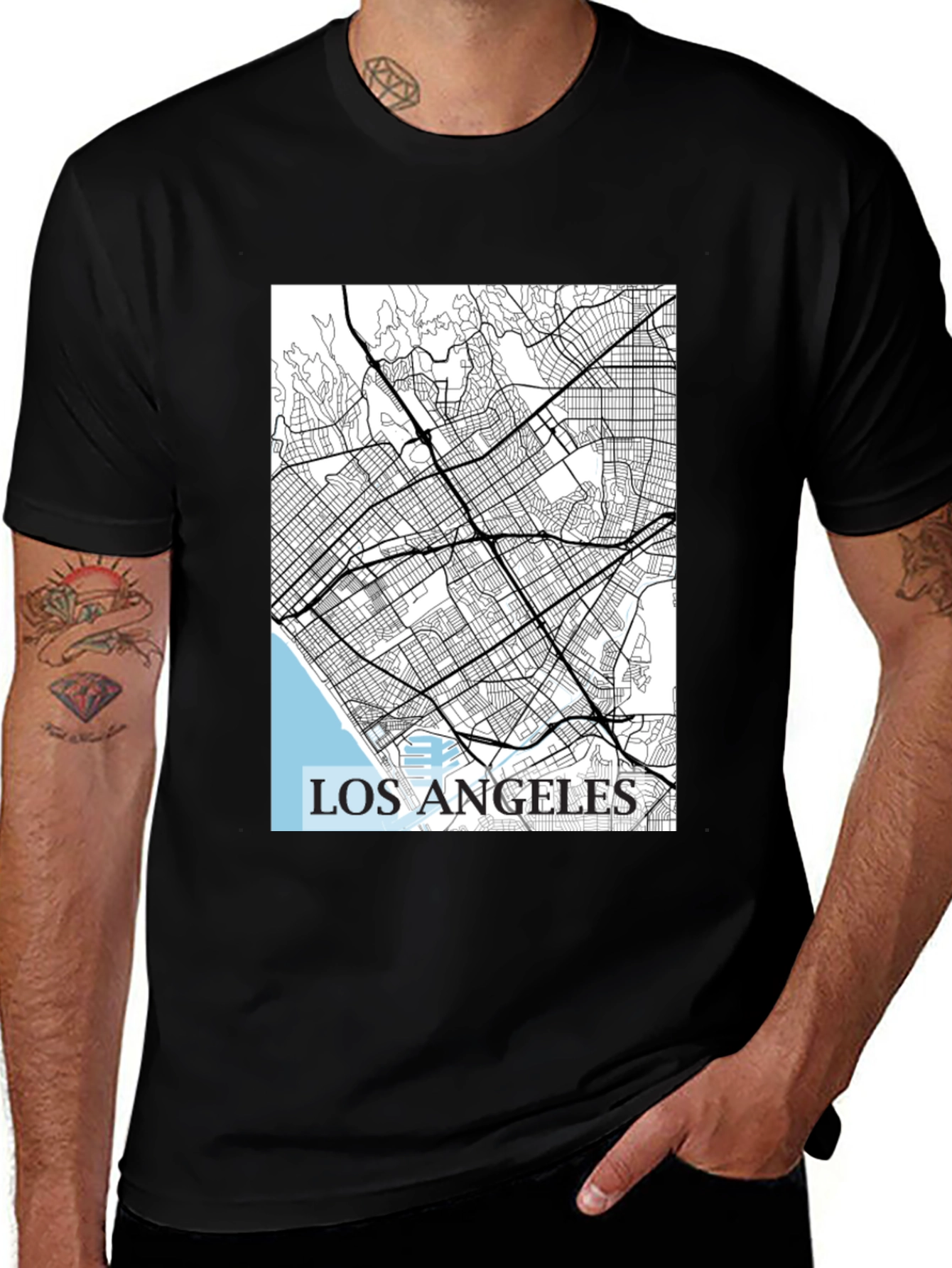 Los Angeles Map Graphic Tee - Modern Street Map T-Shirt