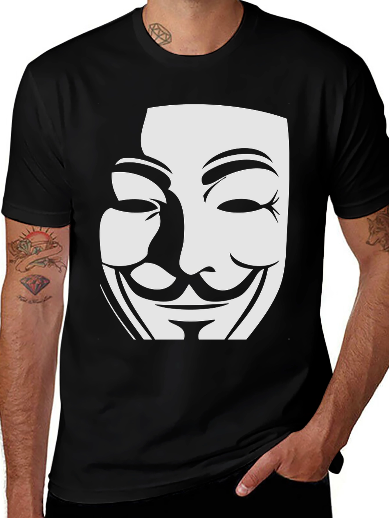 Anonymous Mask Graphic Tee - Black