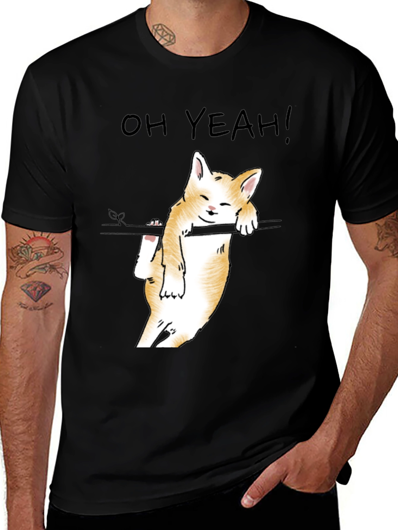 Variant 19 of Funny Cat "Oh Yeah!" Black T-Shirt