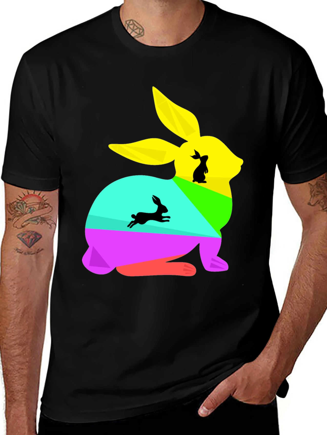 Variant 13 of Rainbow Bunny Graphic Tee