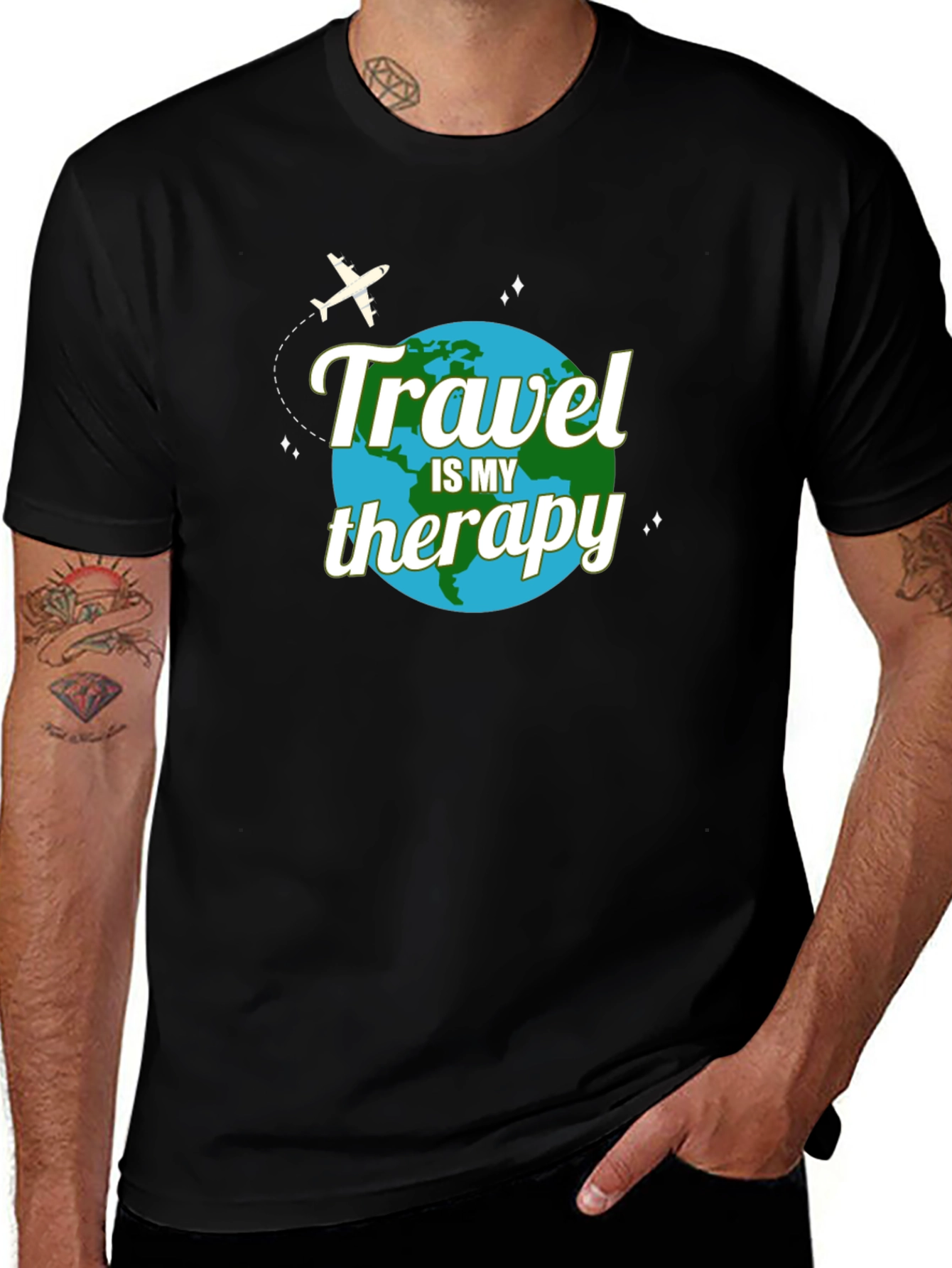 Variant 19 of Travel is My Therapy T-Shirt - Globe Design