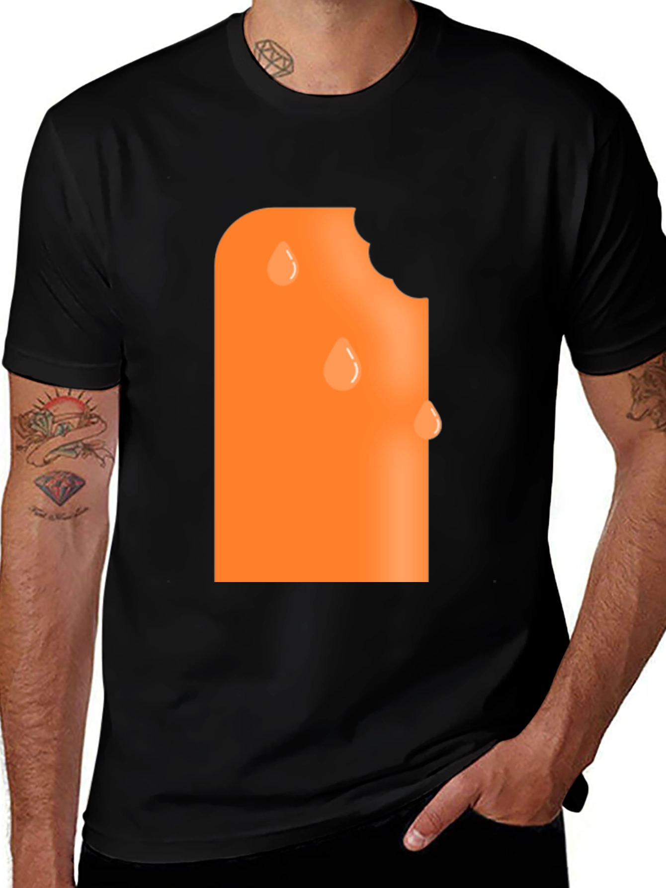 Variant 19 of Cool Orange Popsicle Bite Black T-Shirt