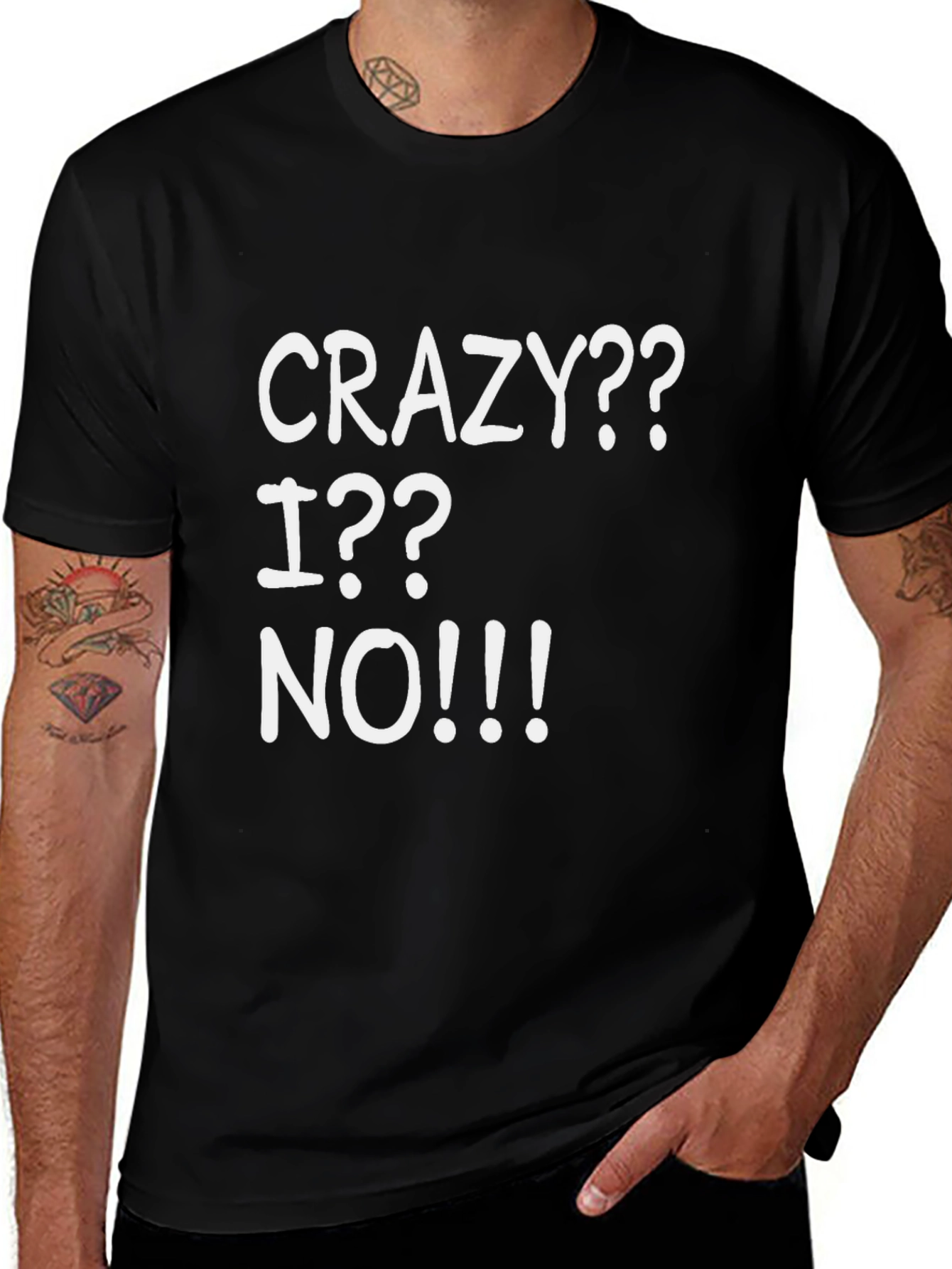 Black Crazy? I? No!!! Graphic T-Shirt - Black main image