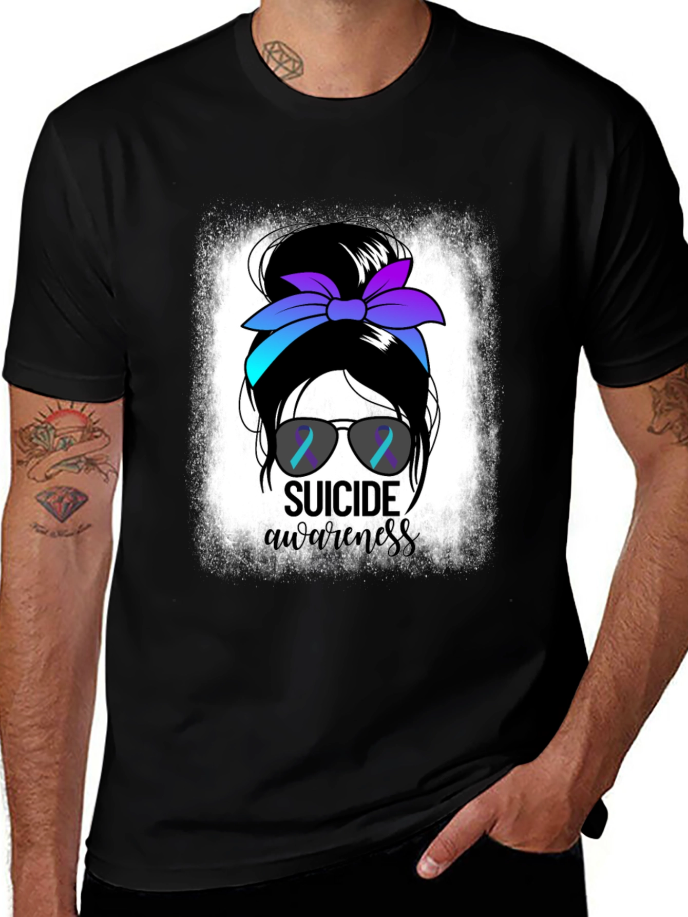 Variant 10 of Suicide Awareness Messy Bun T-Shirt