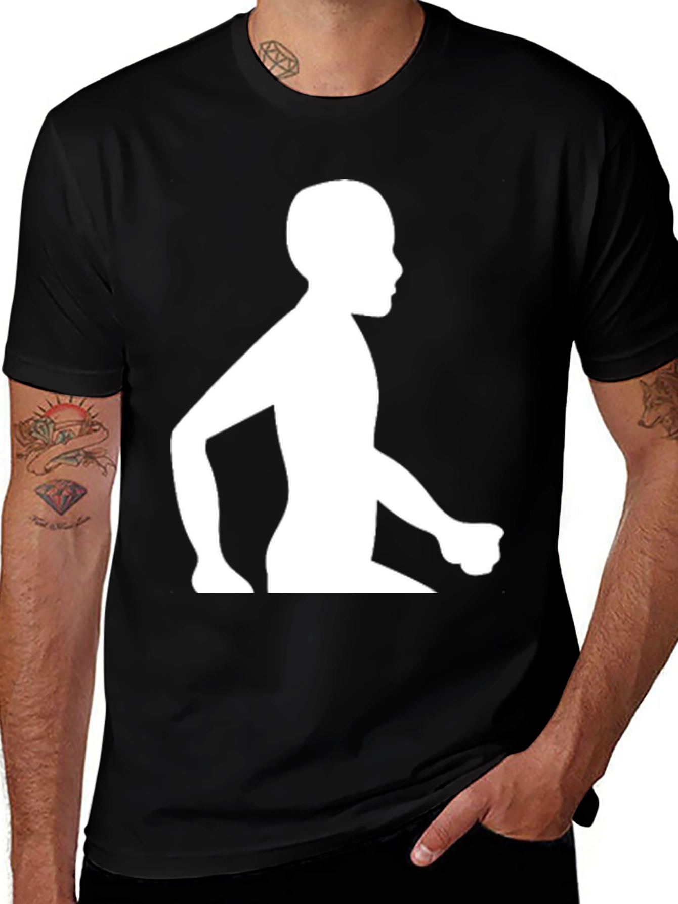 Variant 2 of Silhouette Graphic Tee - Black Cotton Blend