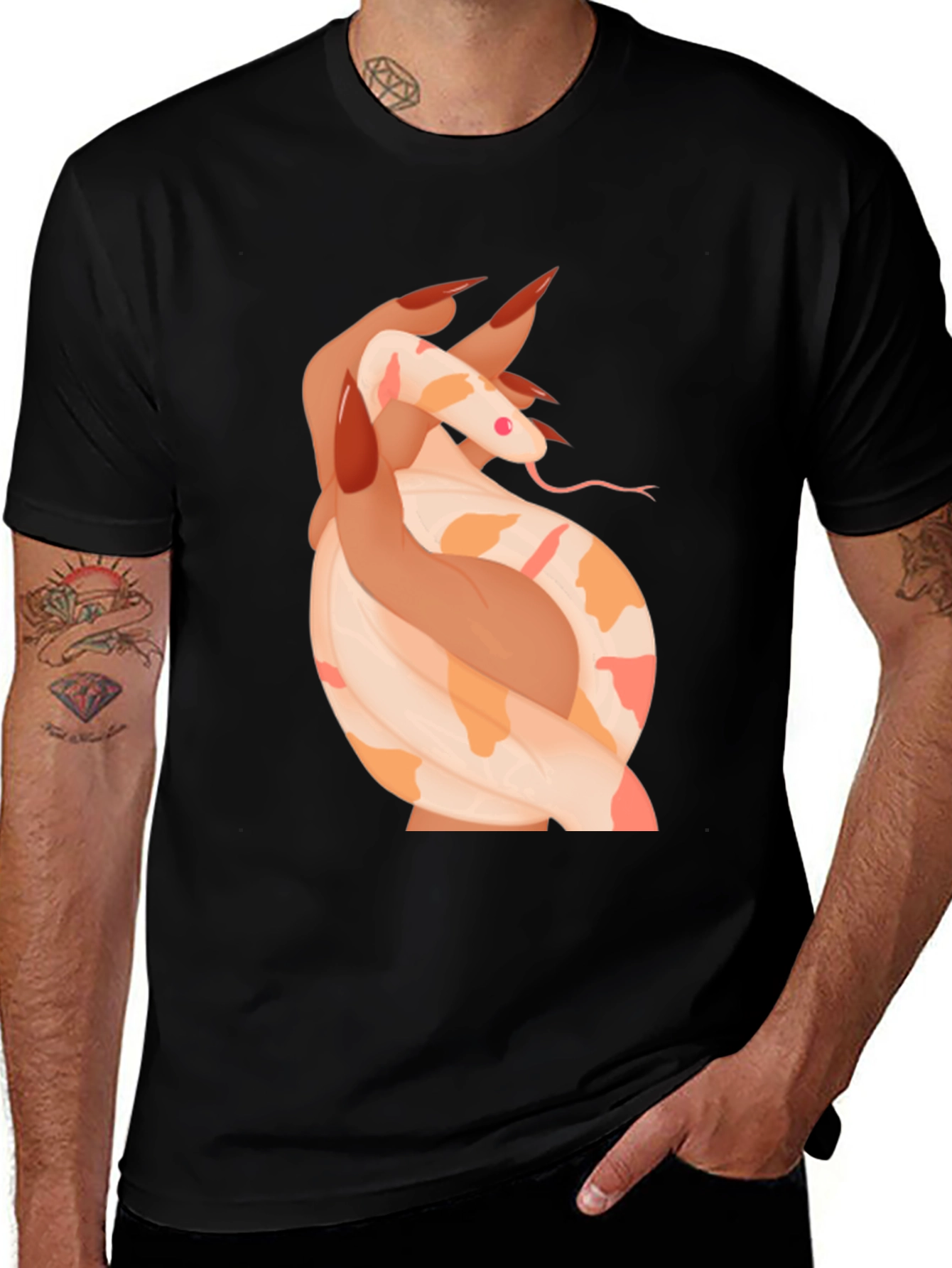 Variant 5 of Snake & Hand Graphic Tee - Black T-Shirt