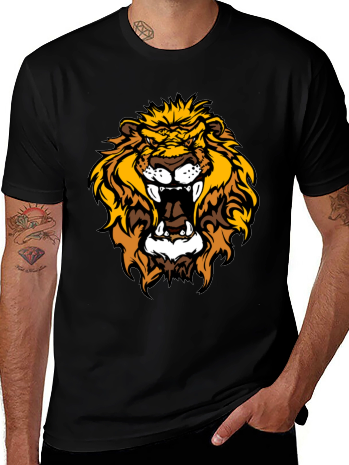 Variant 16 of Men's Black Lion Graphic Tee