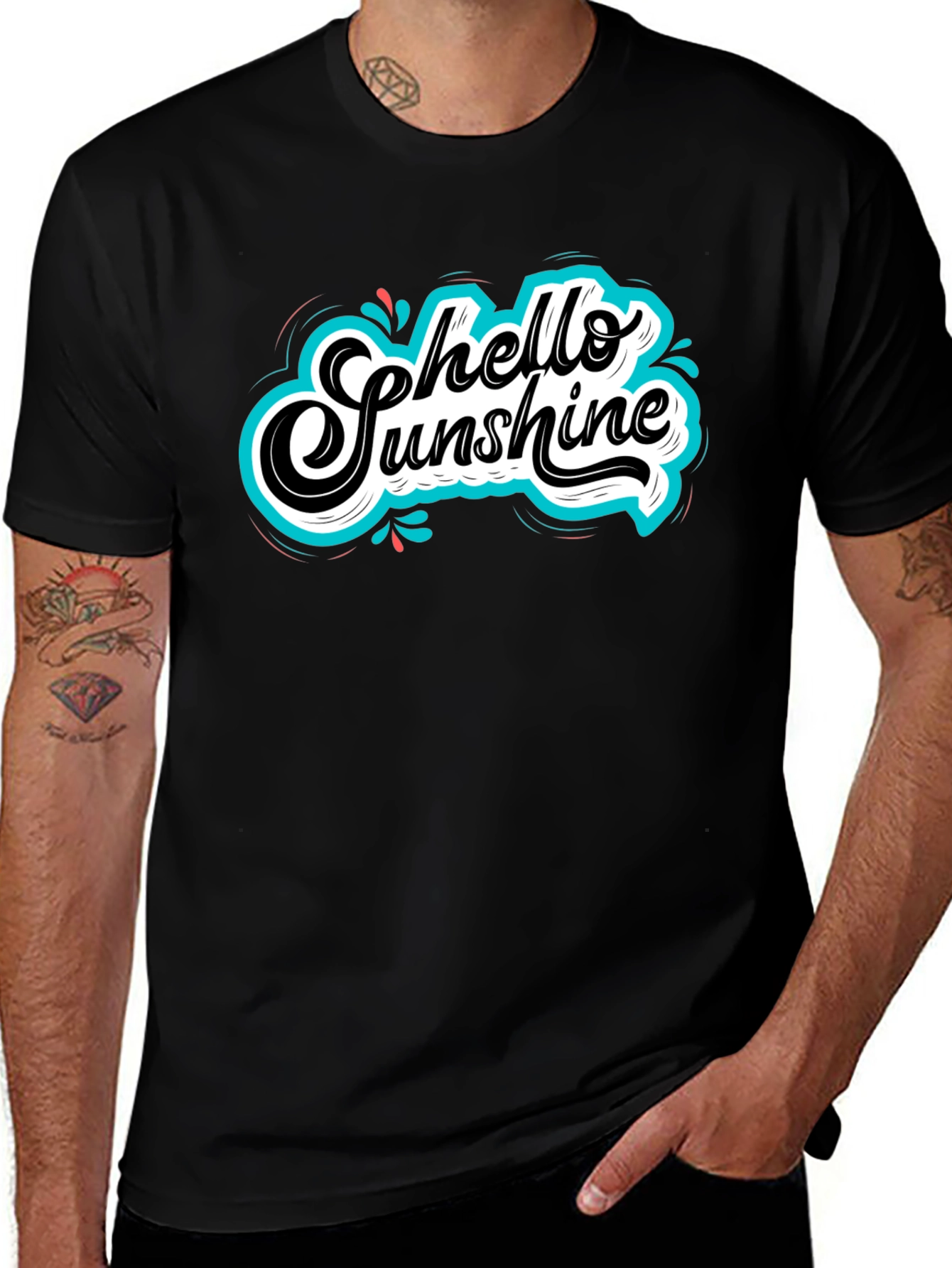 Variant 25 of Hello Sunshine Graphic Tee - Black Cotton T-Shirt