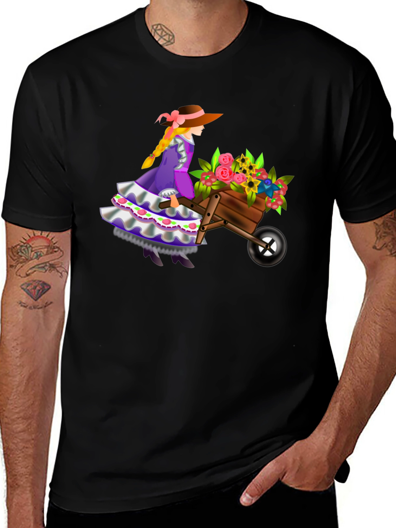 Black Whimsical Gardener Graphic Tee main image