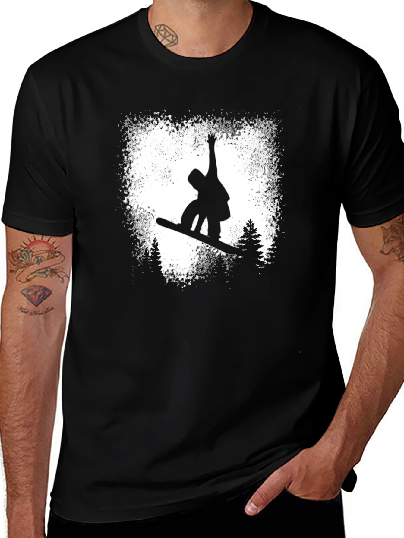 Variant 5 of Snowboard Graphic Tee - Black Cotton T-Shirt