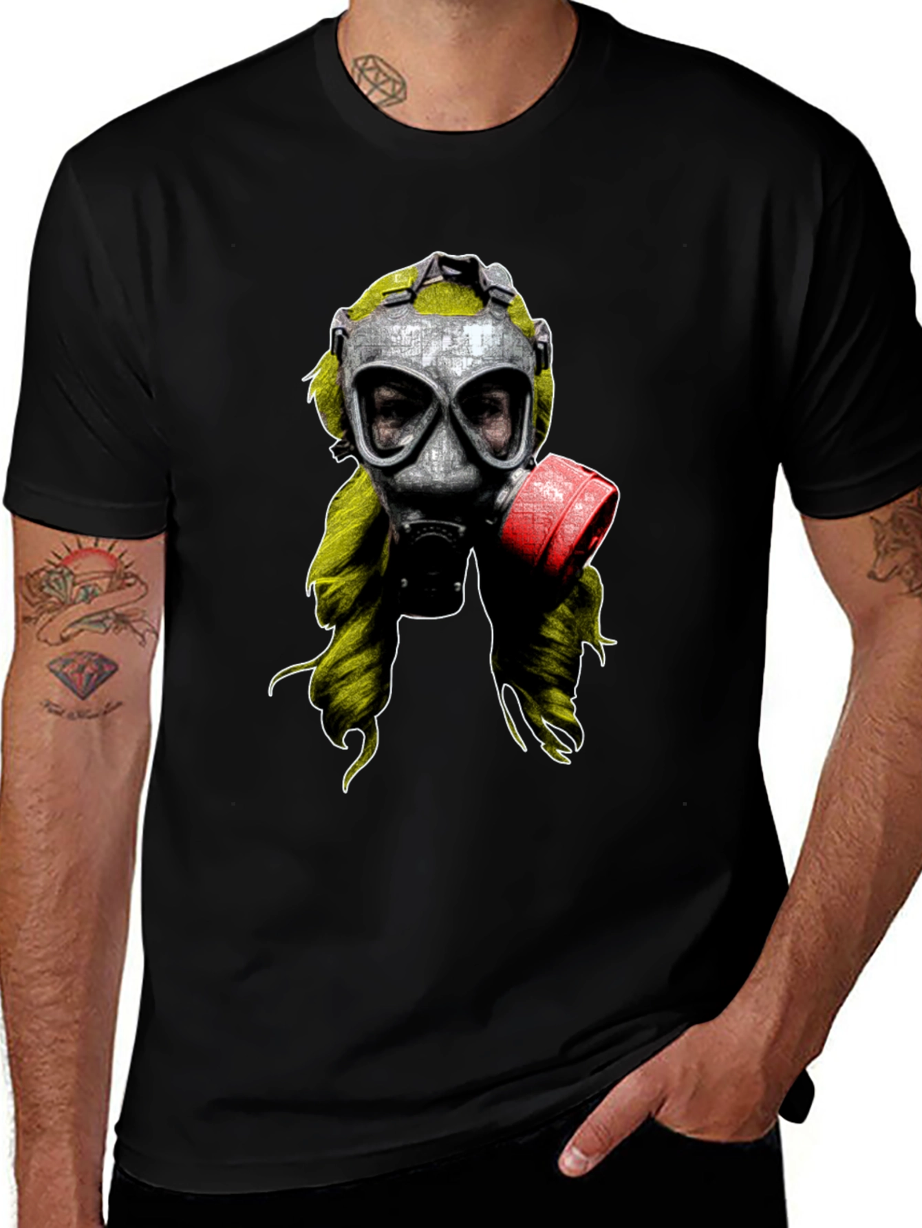 Variant 6 of Gas Mask Graphic Print Black T-Shirt