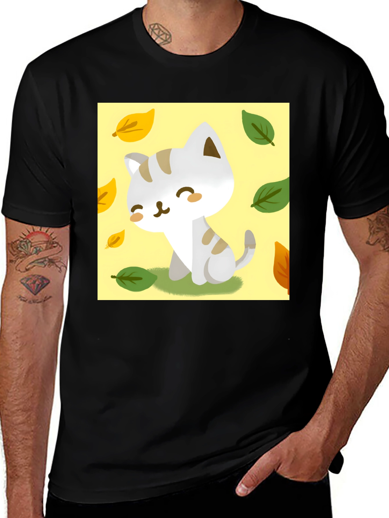 Variant 20 of Cute Cartoon Cat T-Shirt - Unique Fall Design