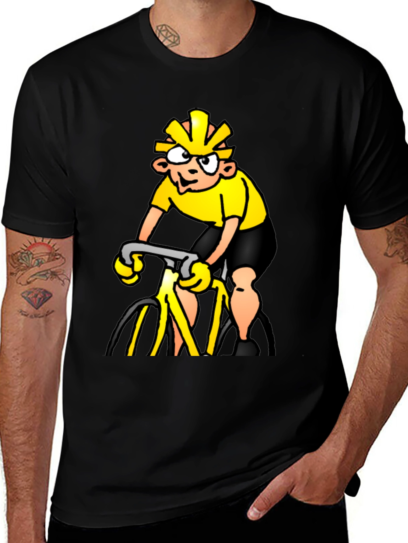 Variant 17 of Cycling Cartoon Black T-Shirt