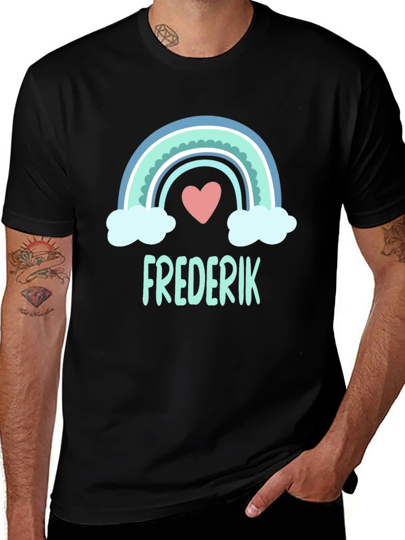 Variant 17 of Frederik Rainbow Heart Tee - Cute Personalized Name Shirt