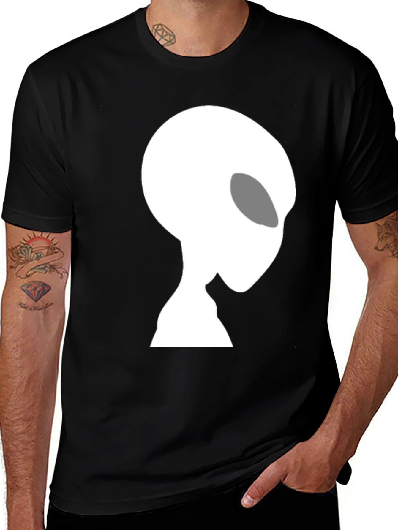 Variant 23 of Alien Silhouette Graphic Tee - Black