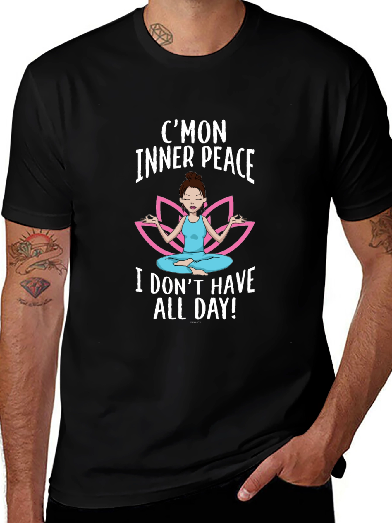 Variant 22 of C'mon Inner Peace T-Shirt - Funny Yoga Meditation Tee