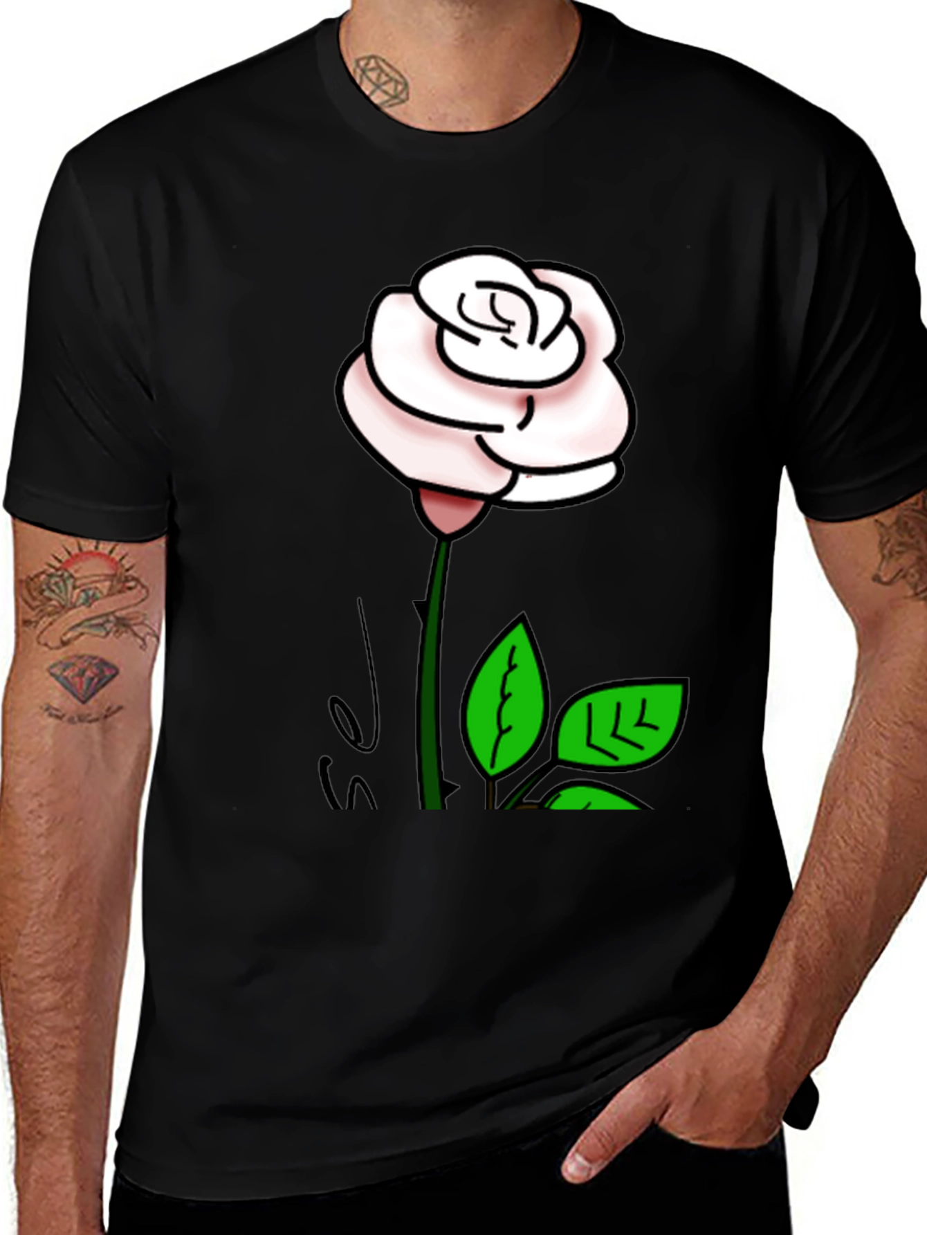 Variant 24 of Rose Graphic Black T-Shirt