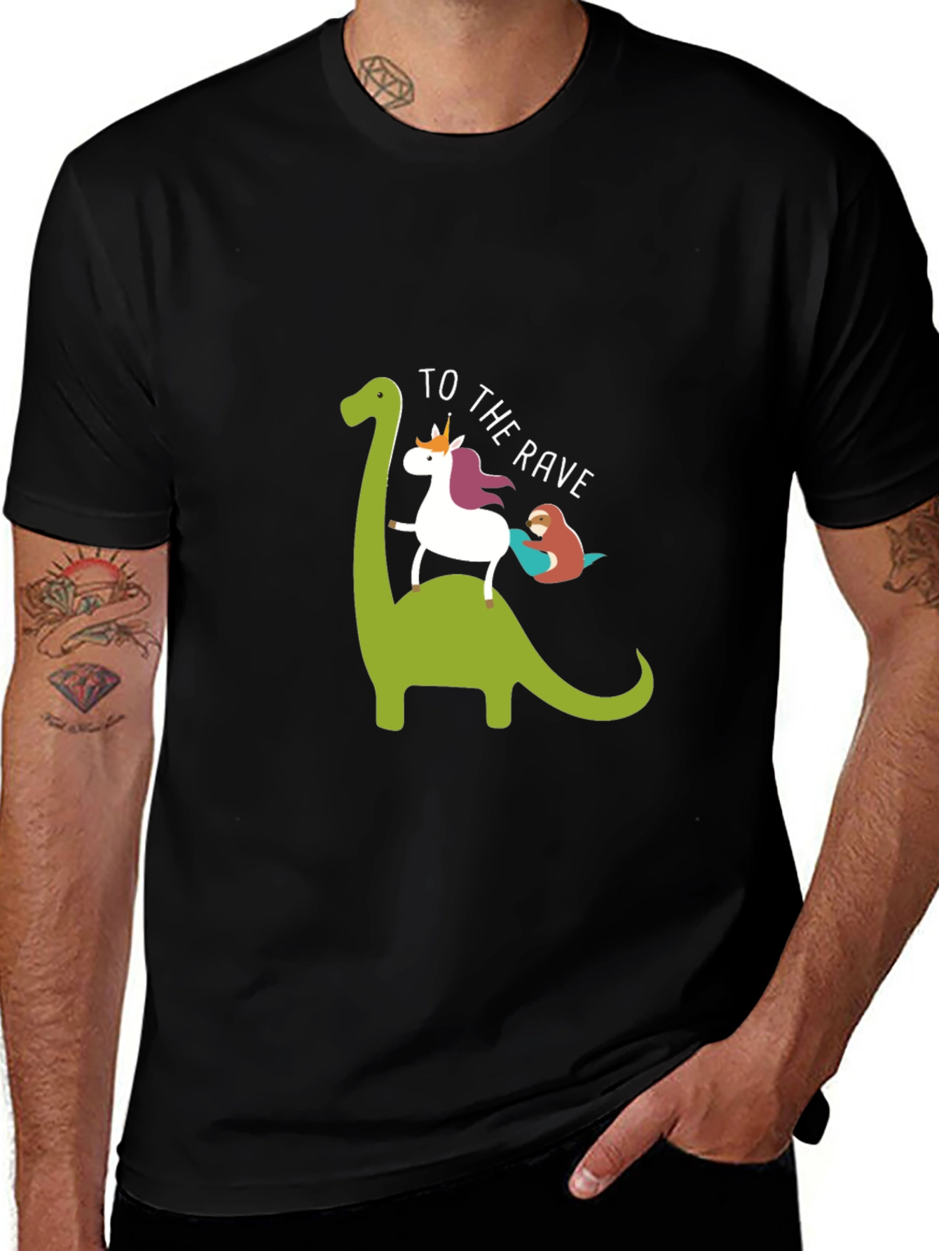 Variant 5 of Dino Unicorn Rave T-Shirt - Funny Graphic Tee