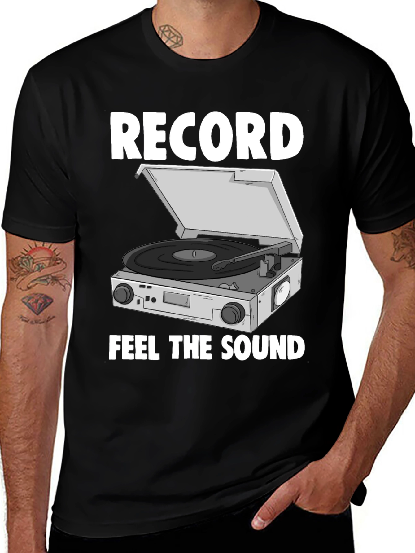 Variant 8 of Retro Record Player T-Shirt - Feel the Sound!