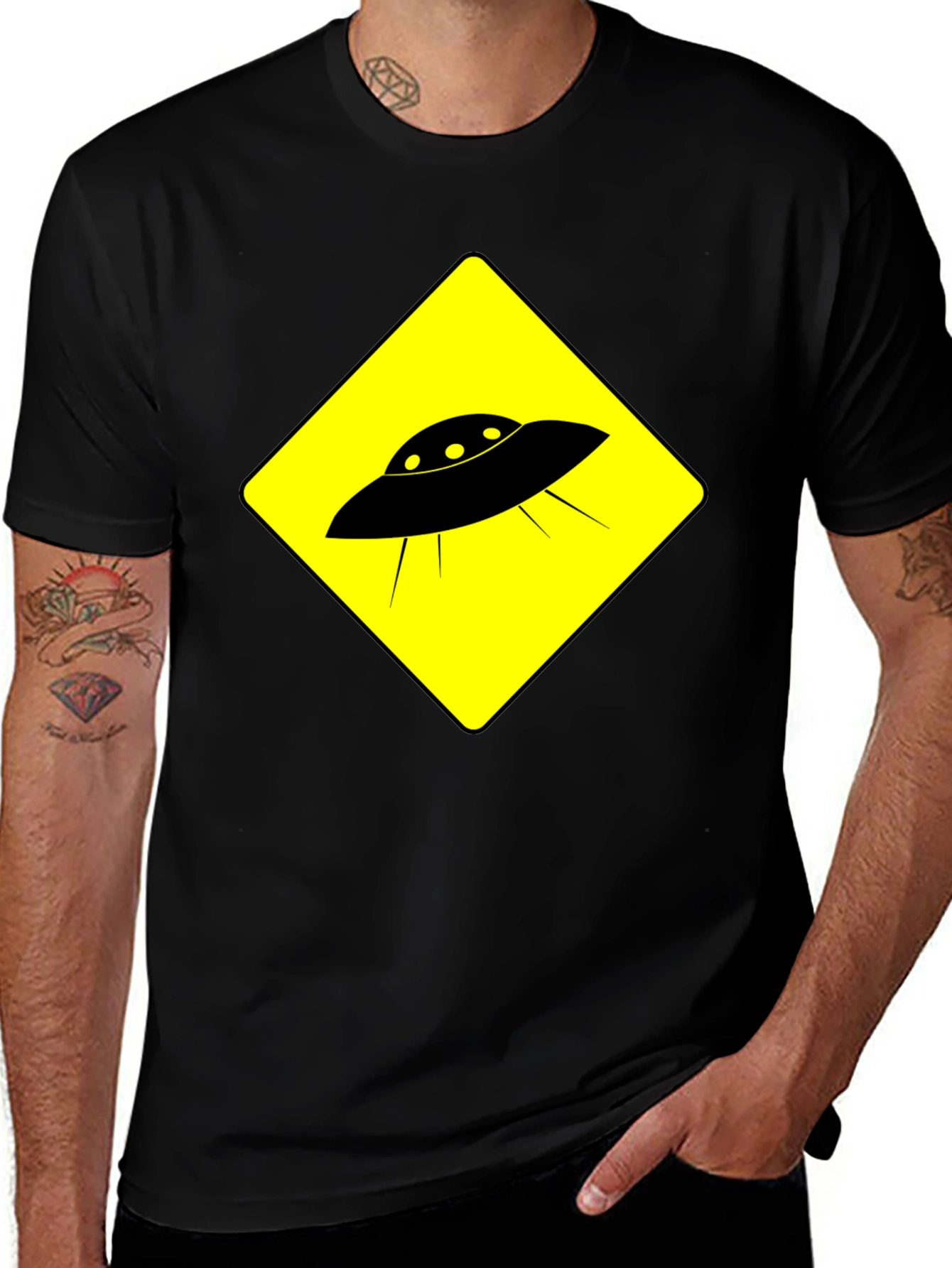 Variant 27 of UFO Crossing Black T-Shirt - Men's Graphic Tee