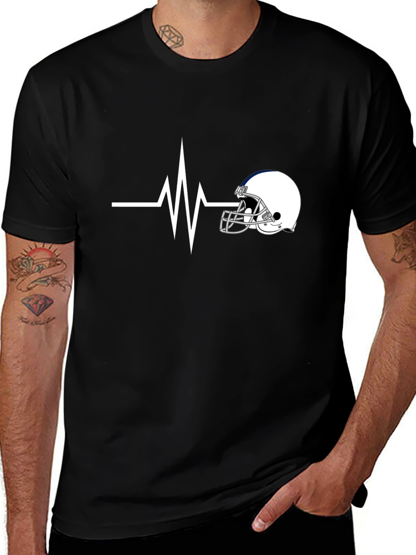 Variant 18 of Football Helmet Heartbeat T-Shirt - Fan Apparel