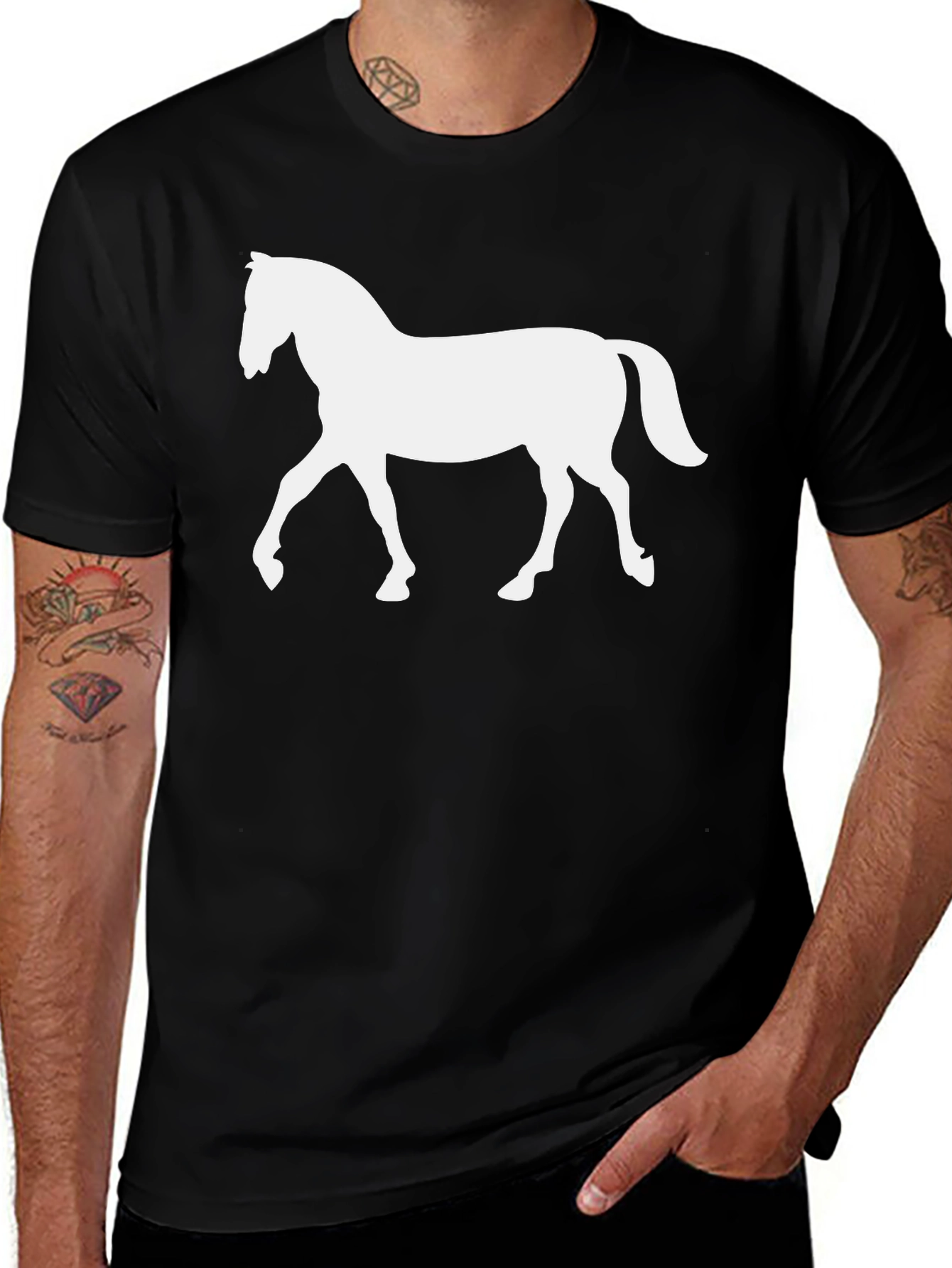 Variant 22 of Horse Graphic Tee - Men's Black T-Shirt