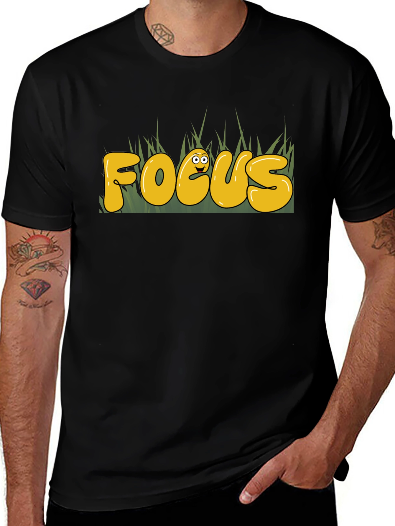 Variant 22 of Focus Funny Graphic Tee - Black T-Shirt