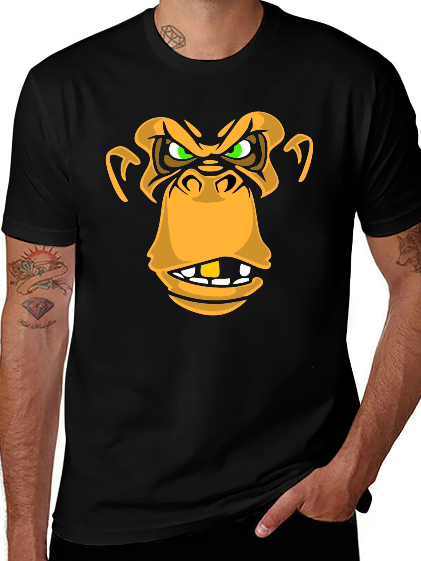 Monkey Face Graphic Tee - Black