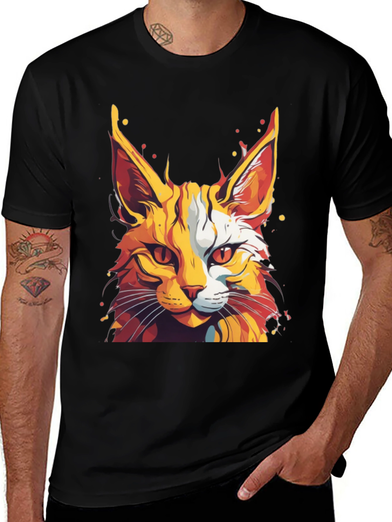 Variant 13 of Bold Cat Graphic T-Shirt - Unique Colorful Design