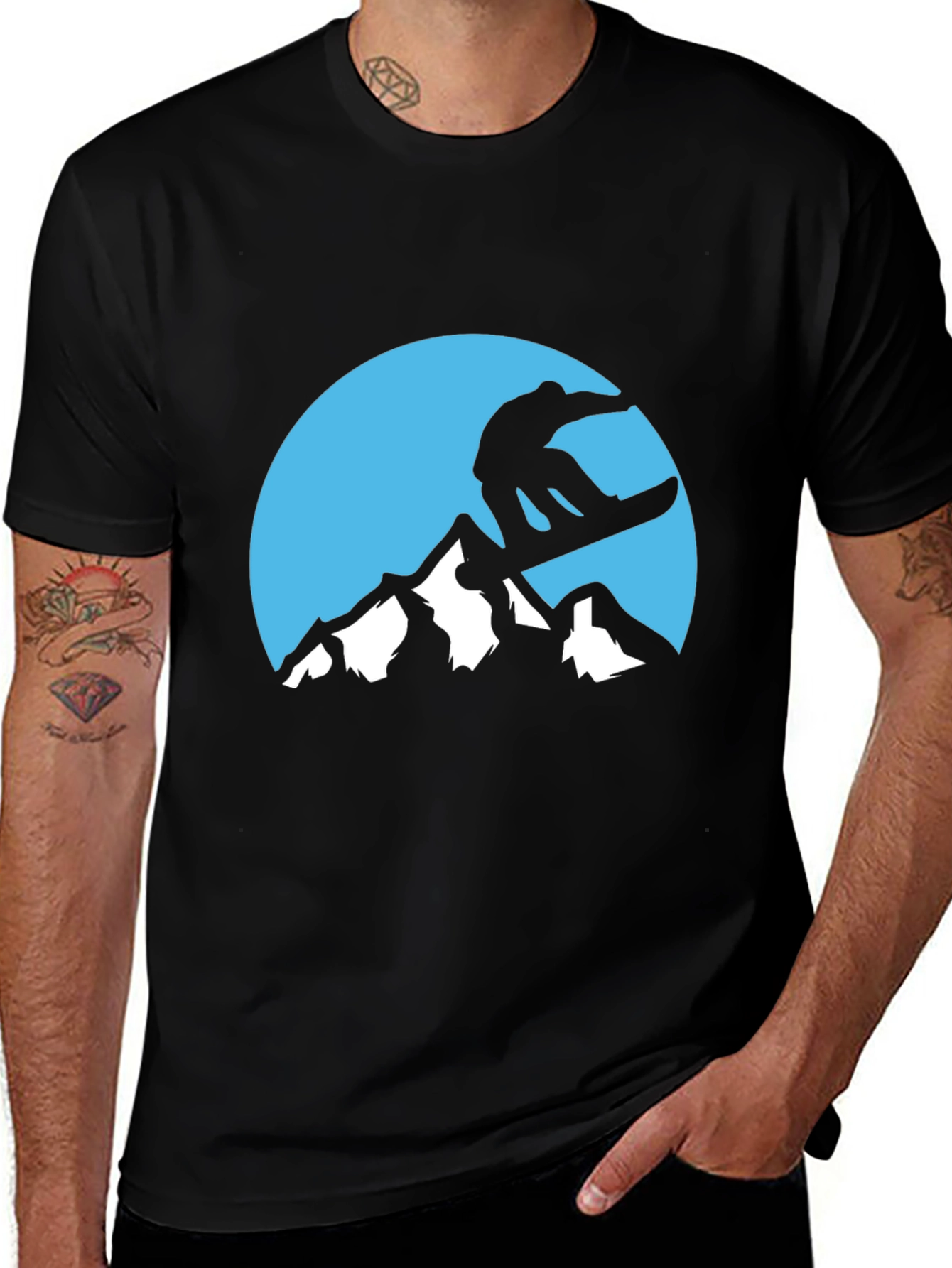Variant 21 of Snowboarder Mountain Graphic T-Shirt - Stylish & Unique