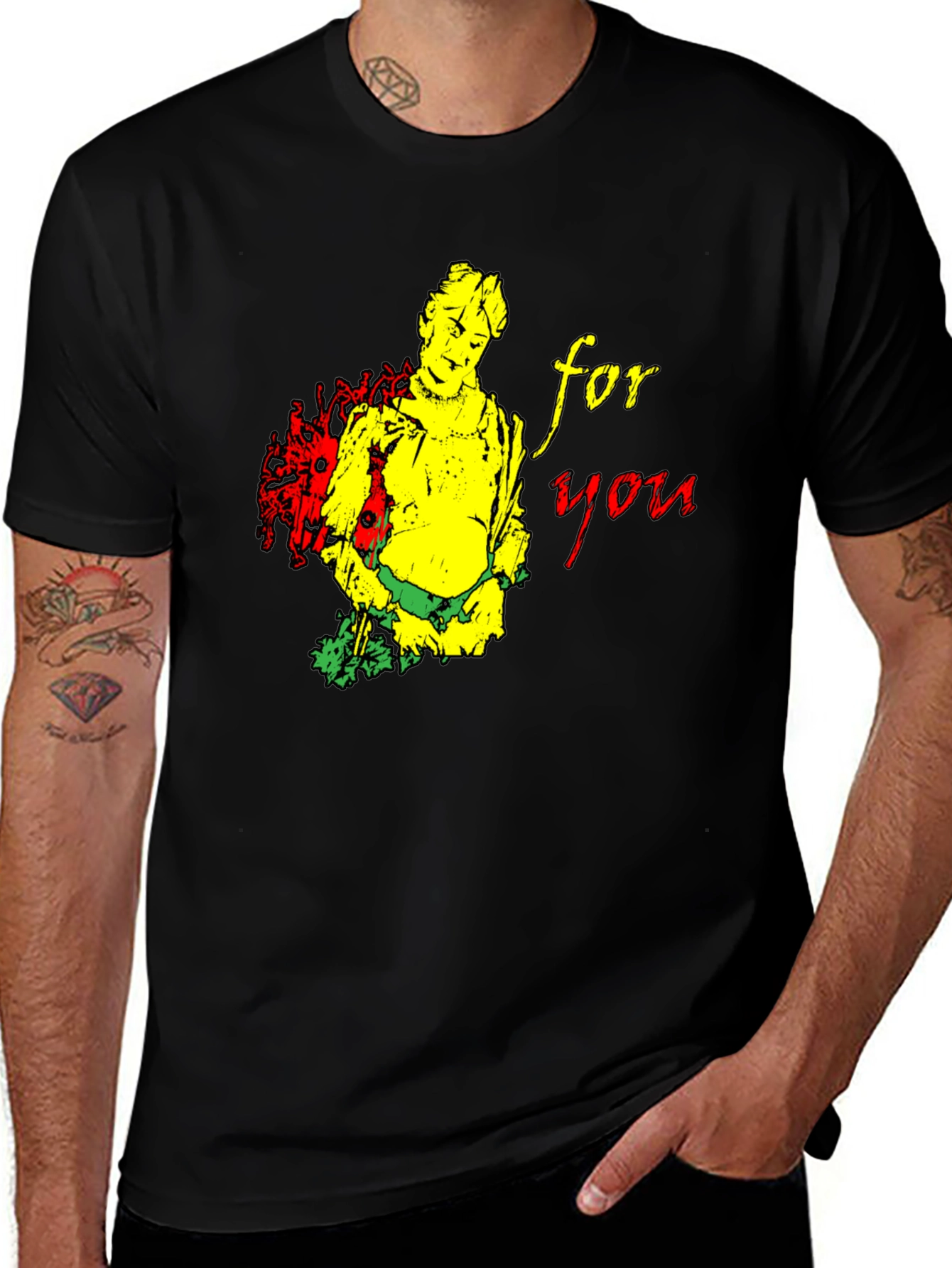 Black Unique Graphic T-Shirt - For You main image