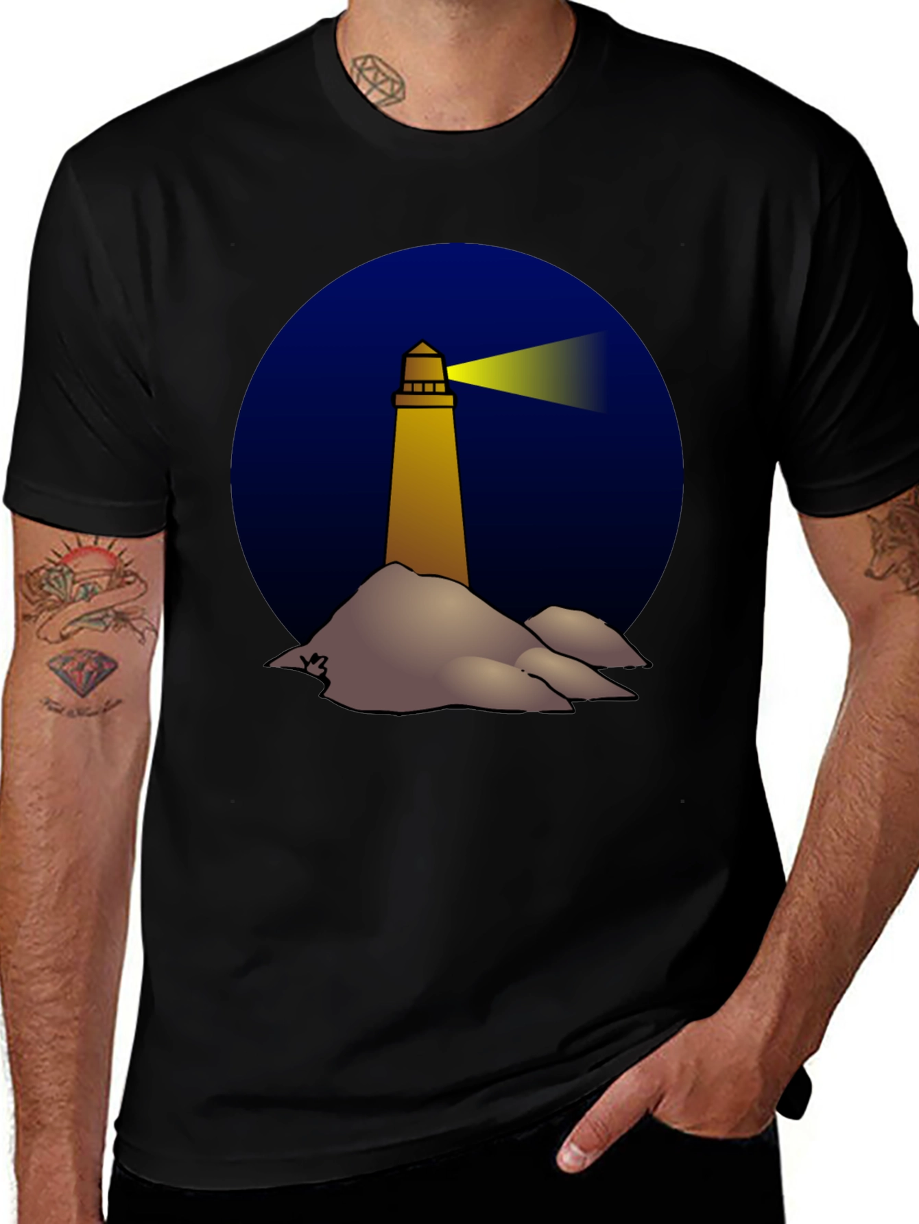 Variant 7 of Lighthouse Graphic Tee - Dark Night Design