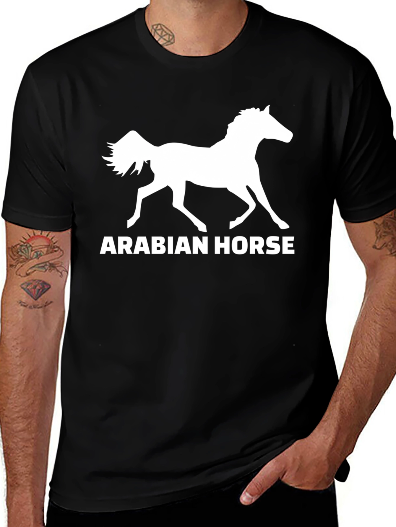 Variant 9 of Arabian Horse Graphic T-Shirt - Black