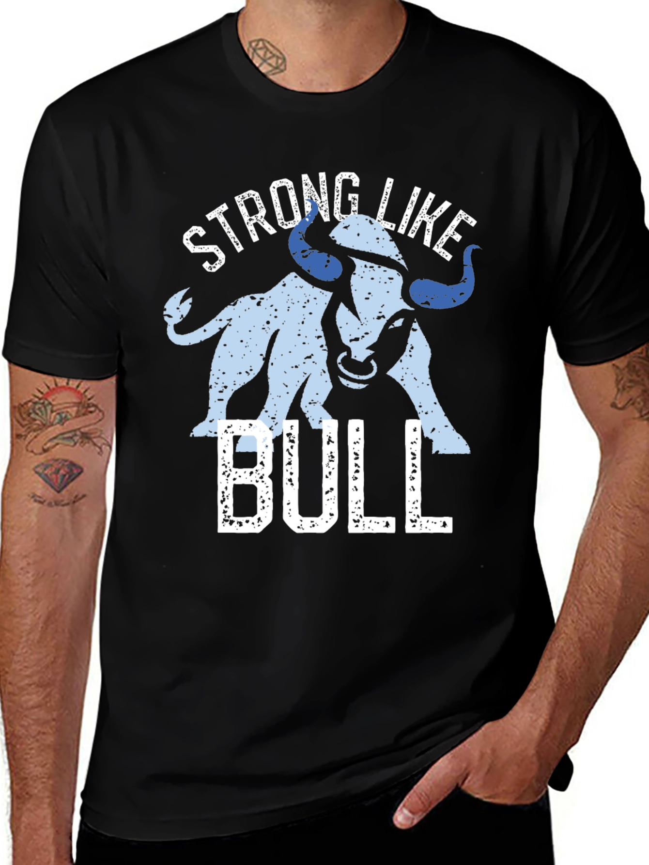 Strong Like Bull Graphic T-Shirt - Black